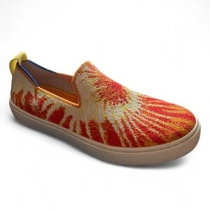 Rothy’s Kids Slip-On Sneakers Tangerine Burst Tie Dye Orange Yellow Size 3